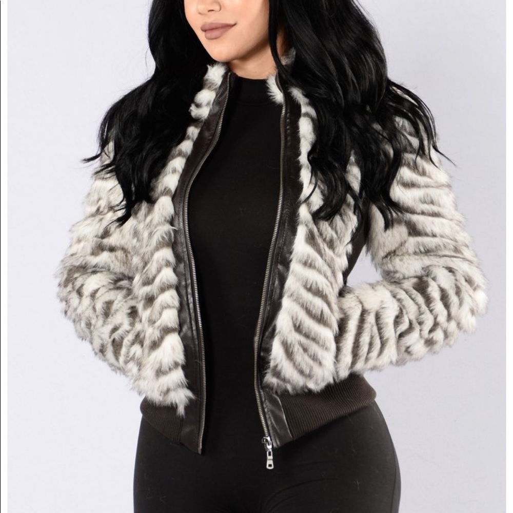 Faux Fur Zip Up Jacket